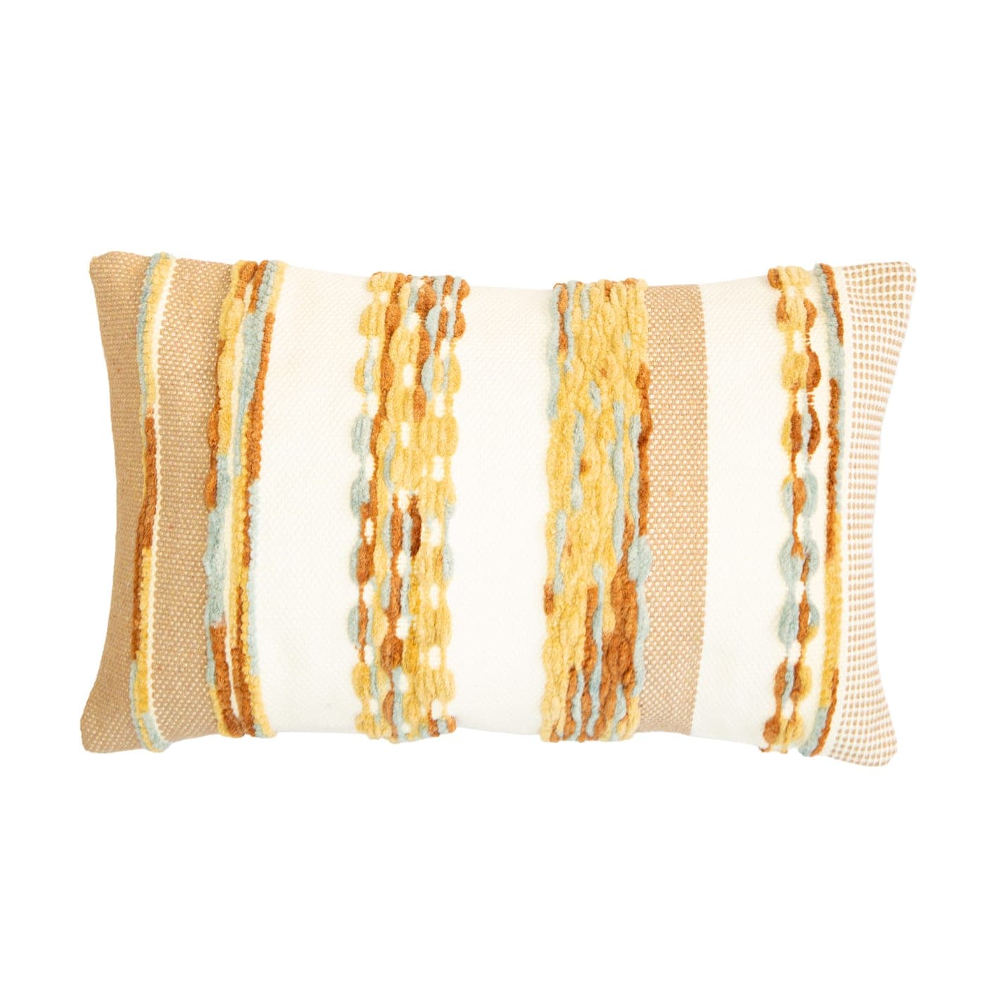 Coussin texturé beige et ocre — miniature 2