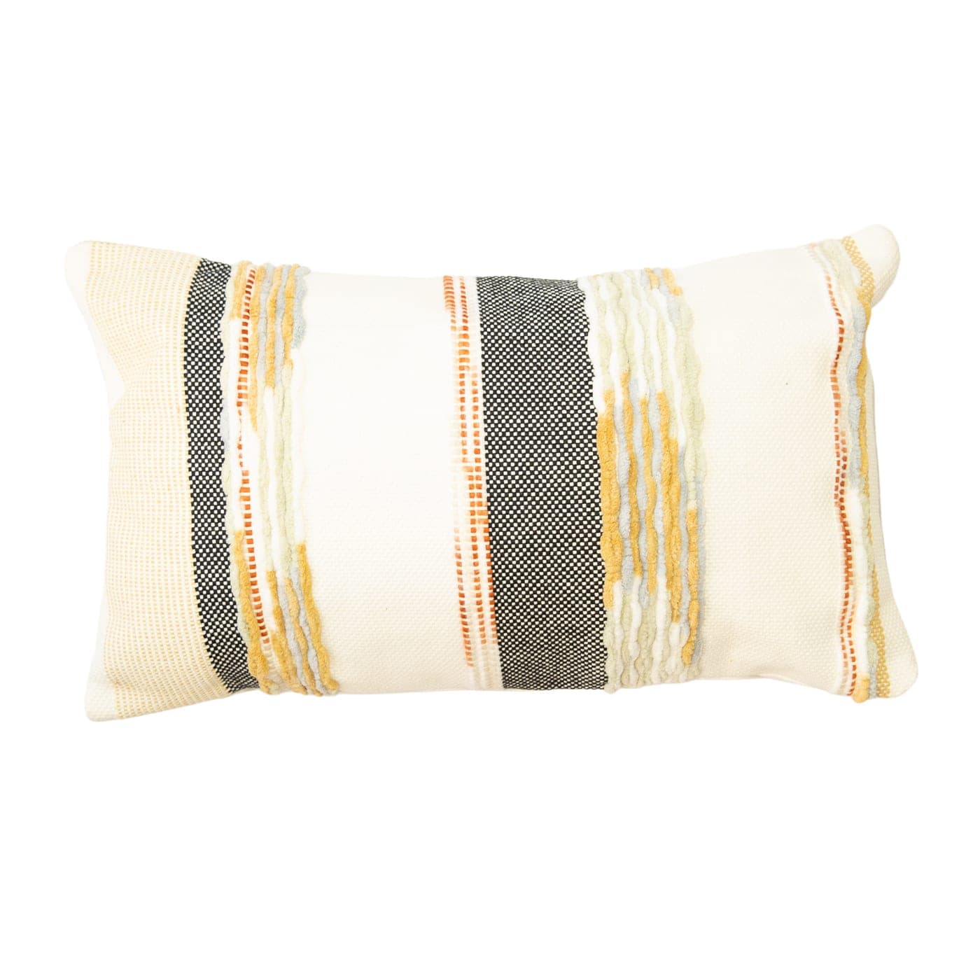 Coussin texturé rayé noir et terracotta — miniature 2