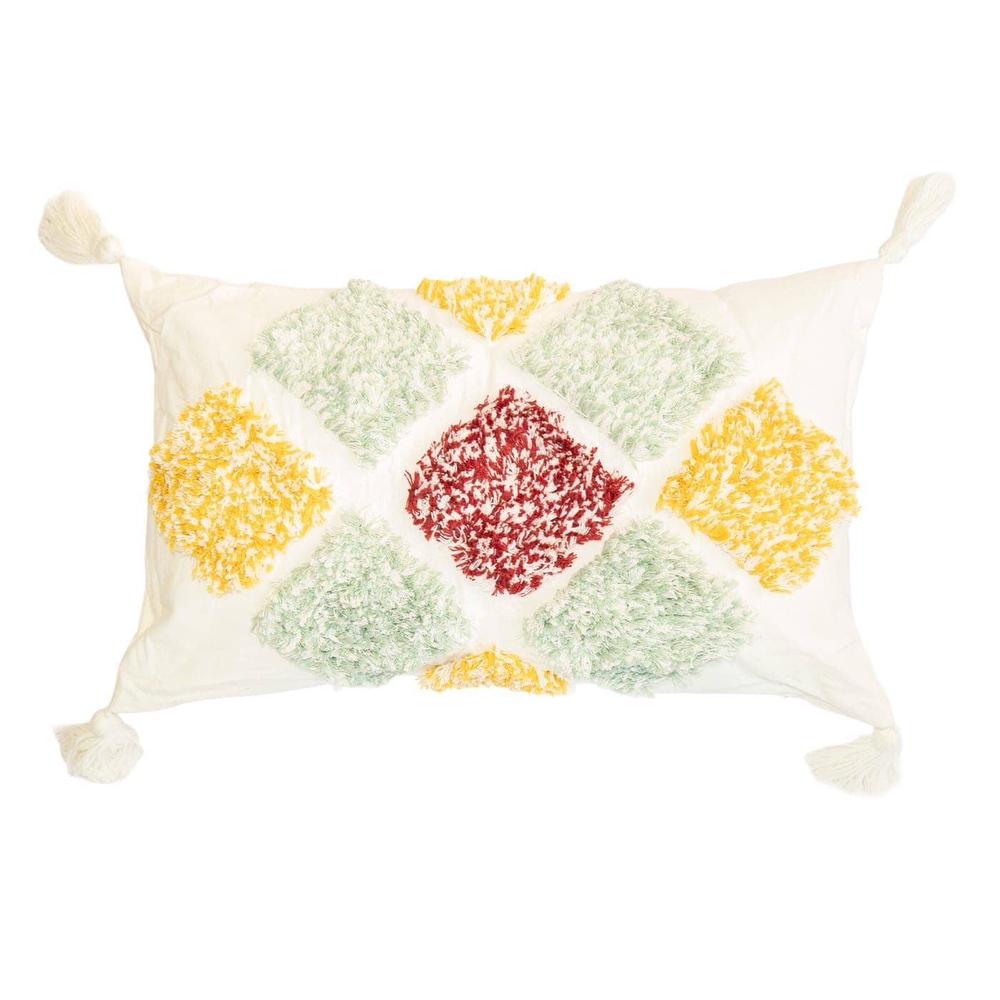 Coussin tufté multicolore à pompons — miniature 2