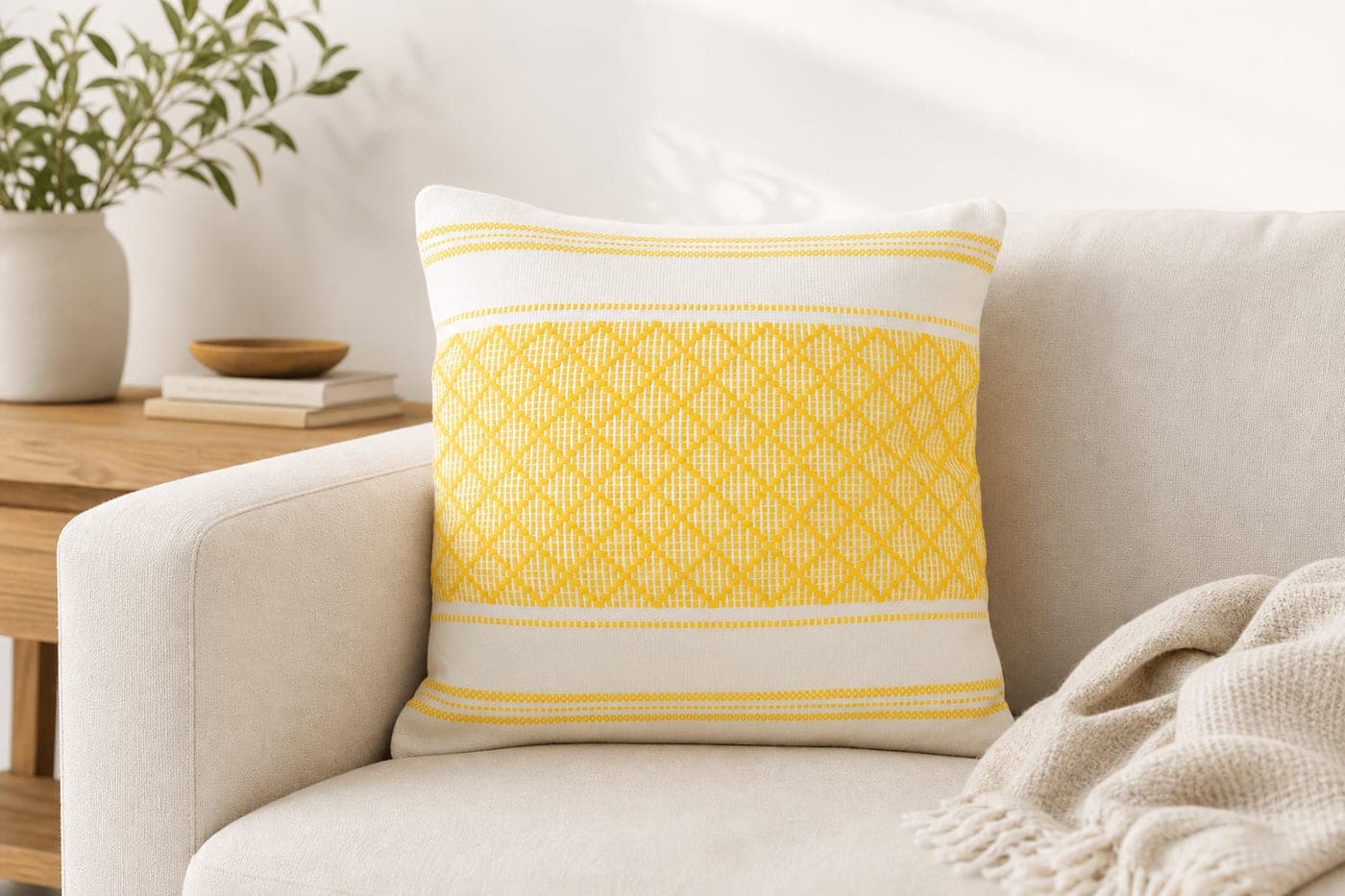 Coussin losanges jaune